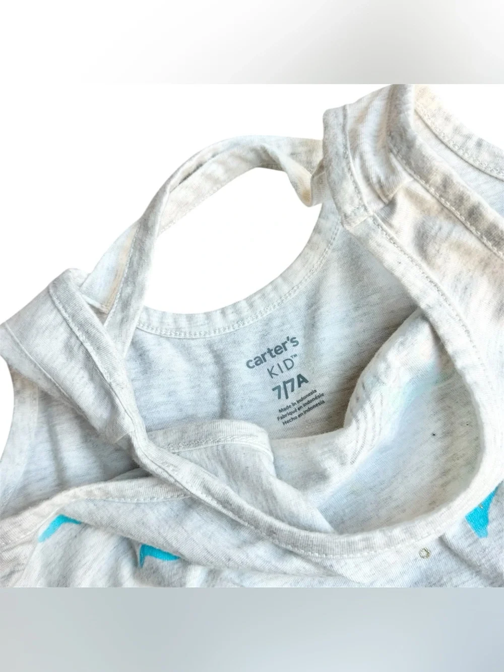 Carter's size 7 Girls light gray mermaid tank top sleeveless